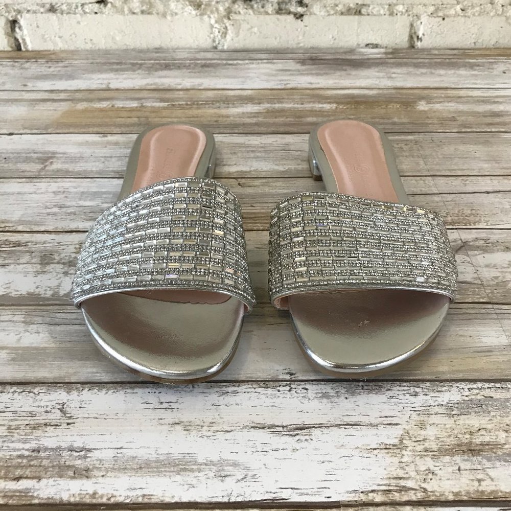 Chinese Laundry Silver Gold Sandals Slides 7.5
